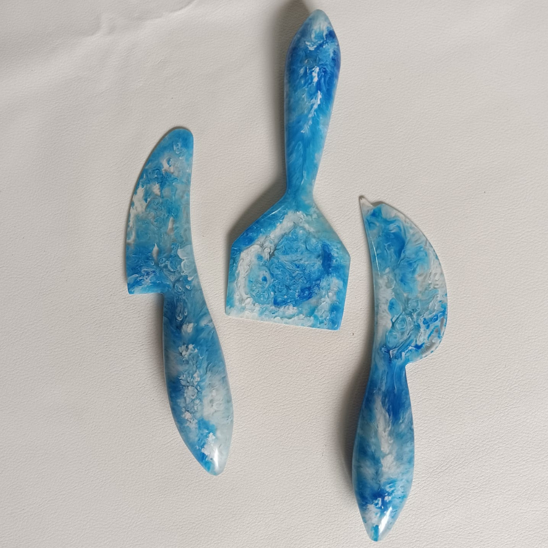 Ocean Blue Resin Cheese Knife Set