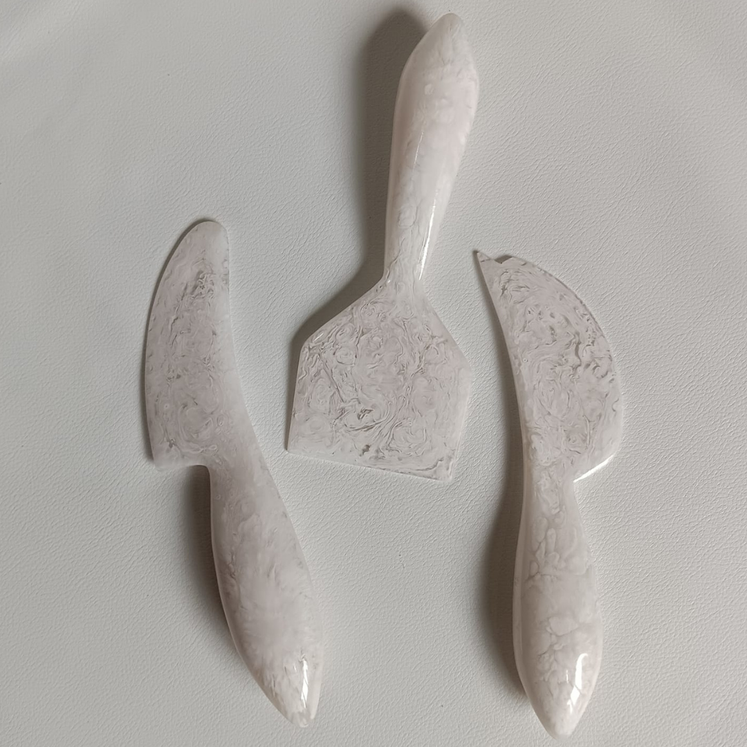 Elegant White Marble Resin Cheese Knife Set