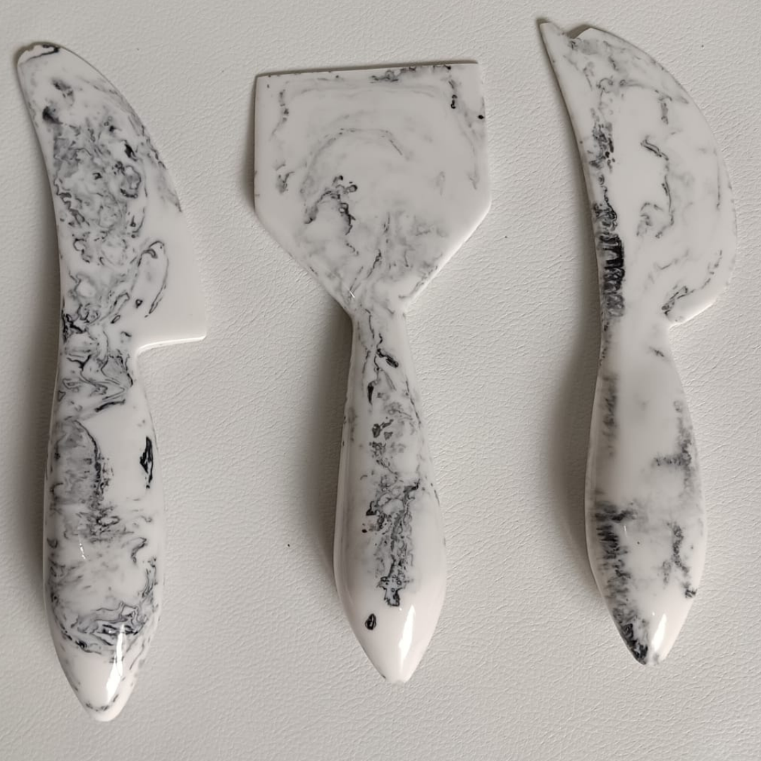 Classic Black White Marble Resin Cheese Knife Set