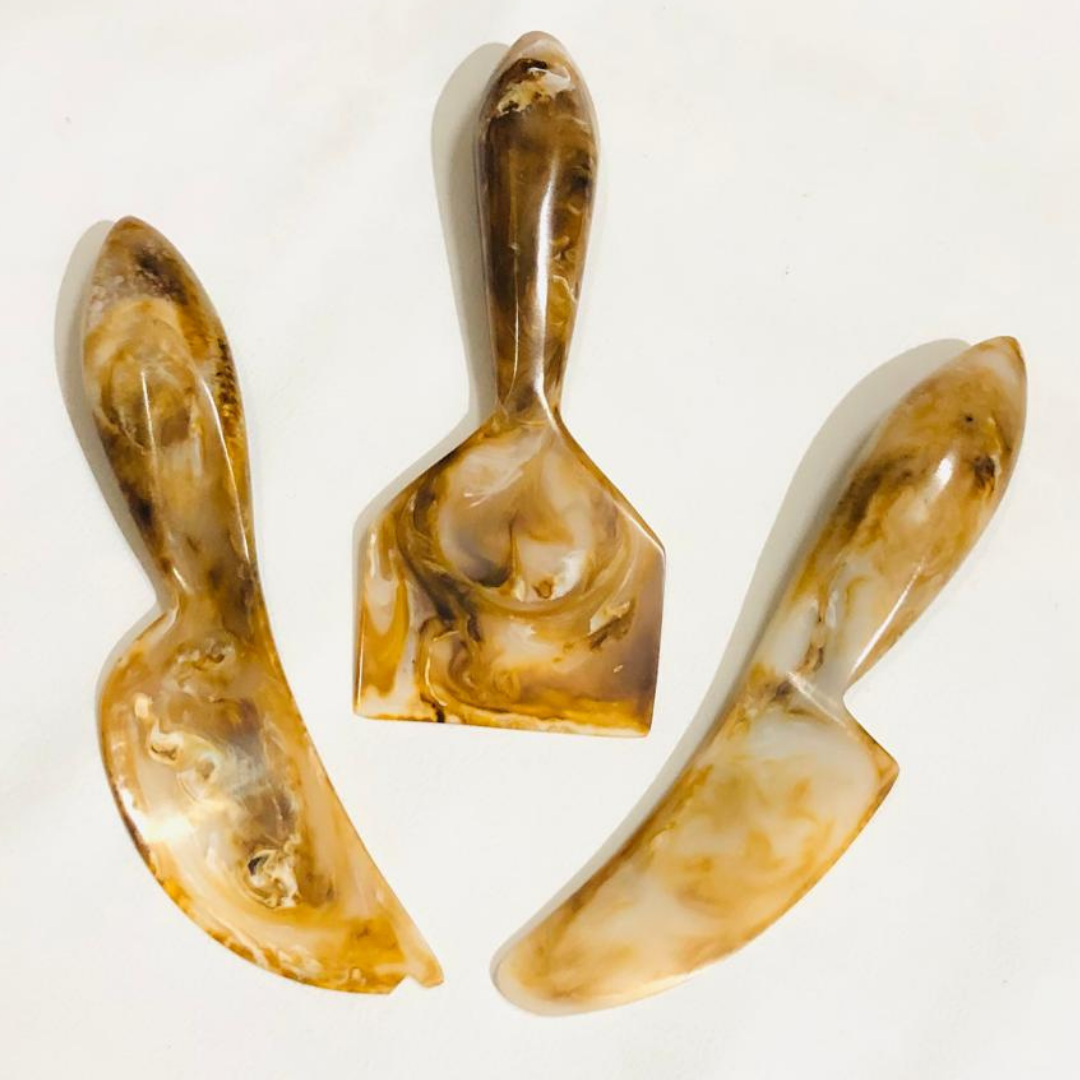 Golden Amber Marble Resin Cheese Knife Set
