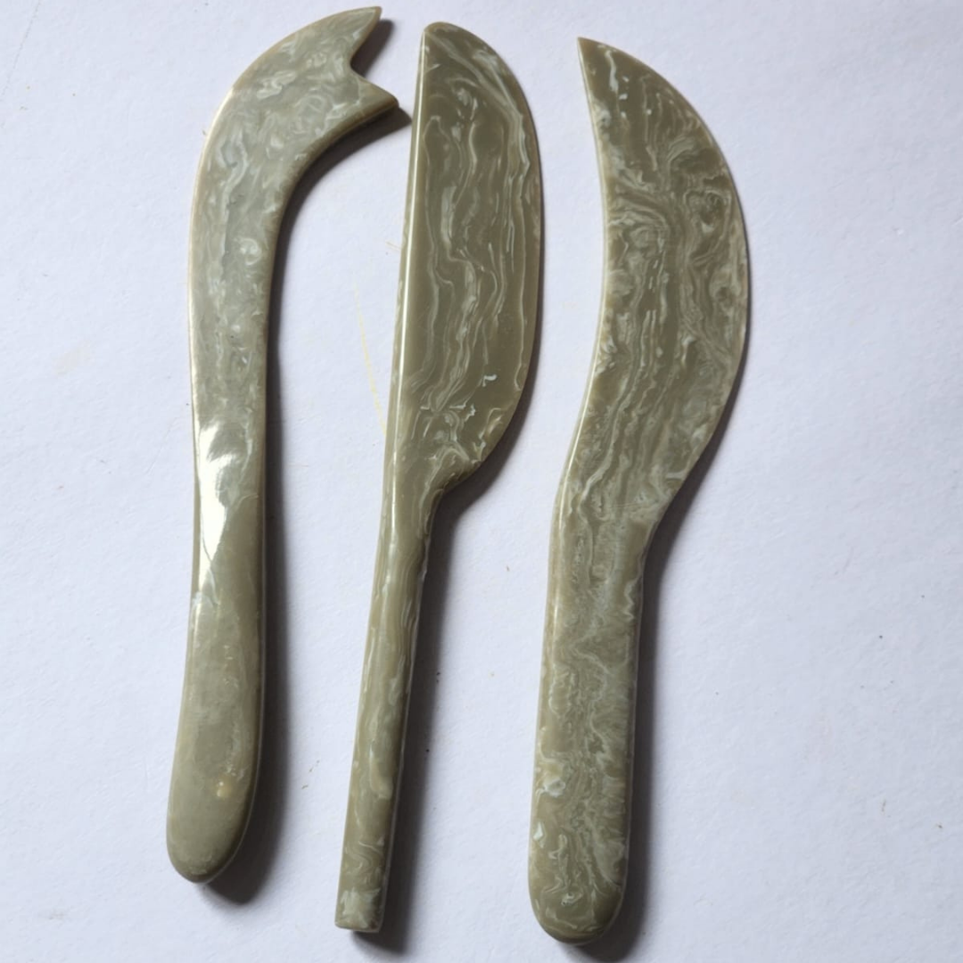 Olive Beige Marble Resin Cheese Knife Set