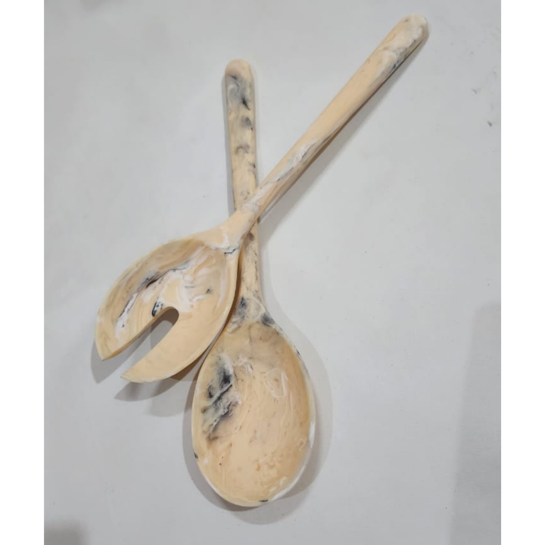 Classic Cream Marble Resin Spoon Fork Set