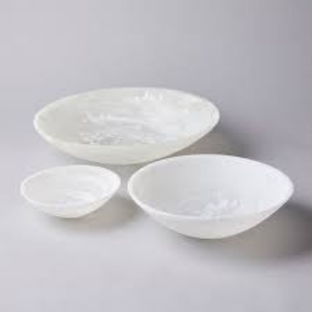Classic White Marble Resin Serving Bowl Set