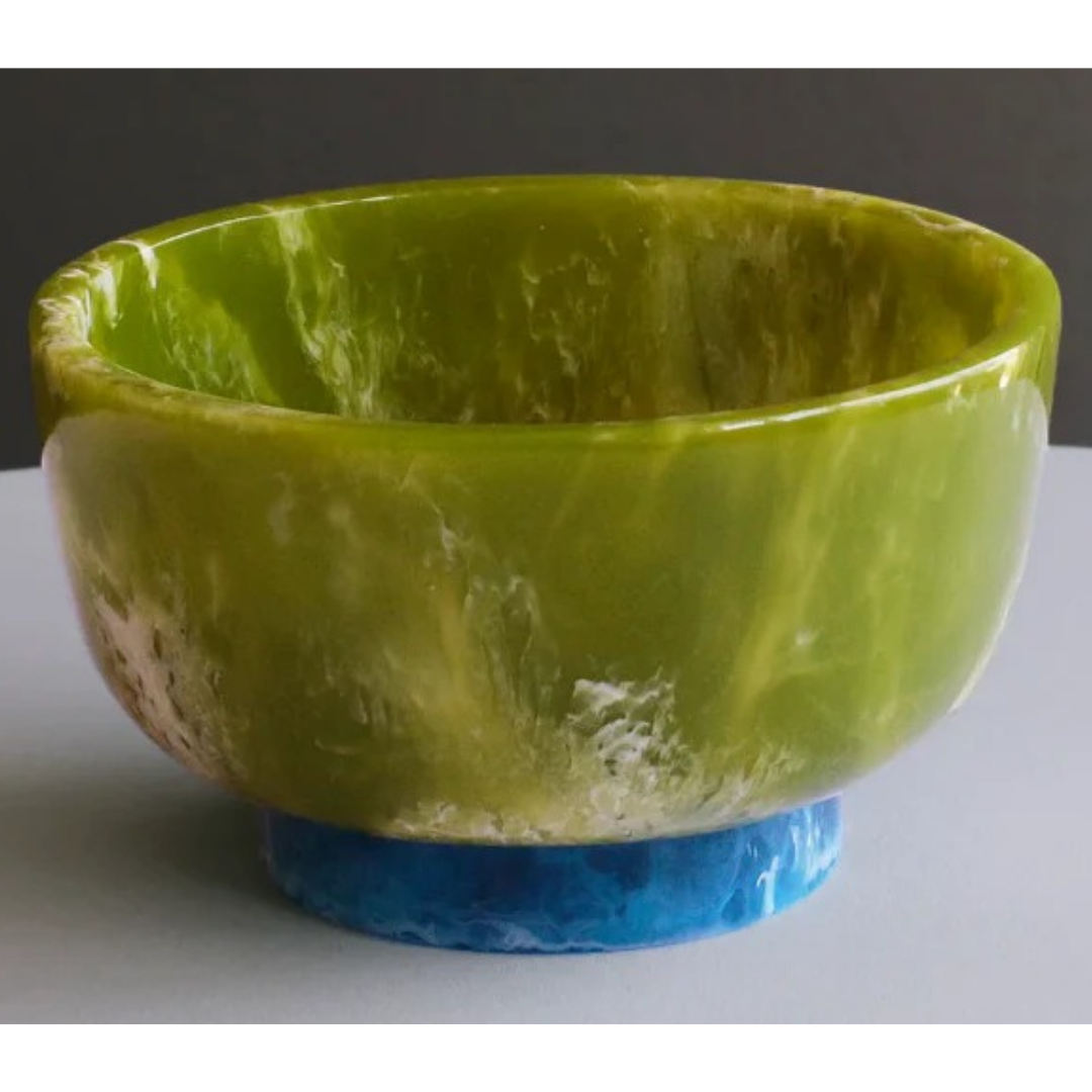 Modern Green Marble Resin Serving Bowl