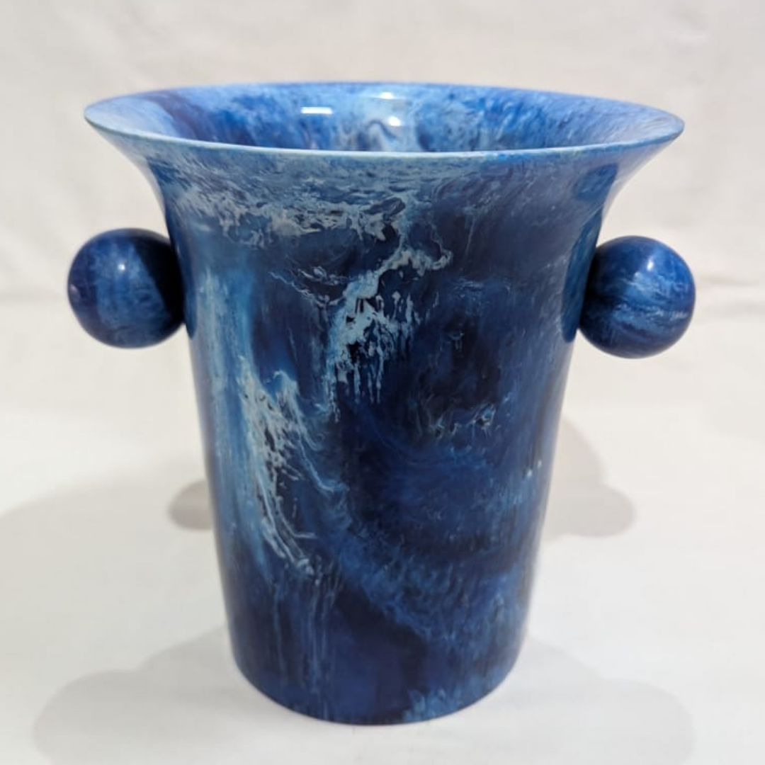 Premium Ocean Blue Resin Decorative Vase