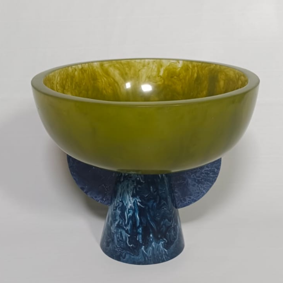 Dual Tone Resin Pedestal Bowl