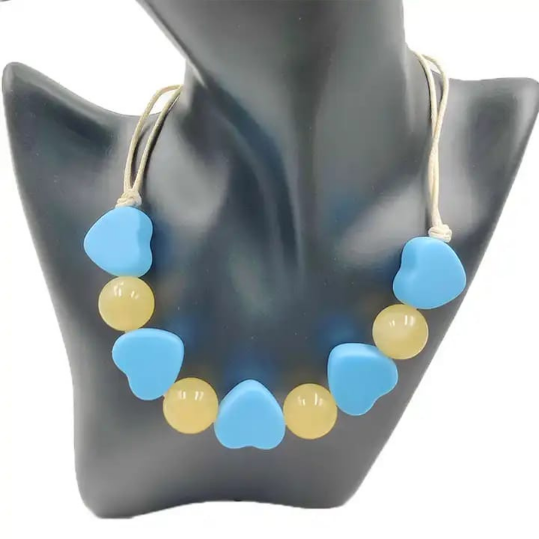 Blue Heart Beaded Necklace